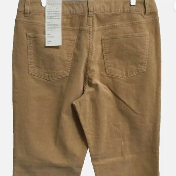 Talbots Women Siz 14 HERITAGE Corduroy Pants Jeans Mustard Gold Straight Leg NWT - Picture 3 of 8